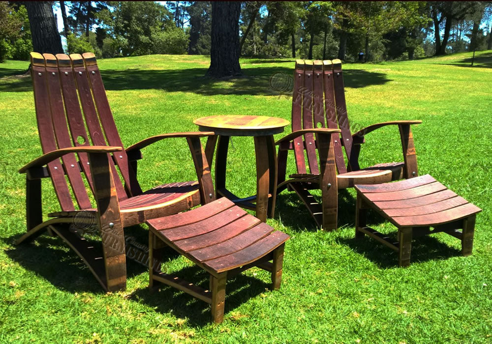 Wine Barrel Adirondack Set