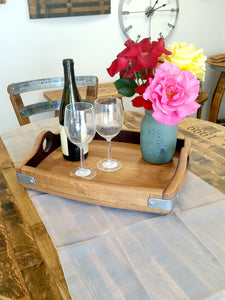 Serving Tray with Wooden Handles