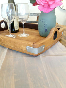 Serving Tray with Wooden Handles